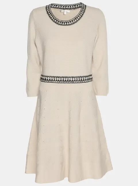 Paule Ka Off White/Black Knit Midi Dress M