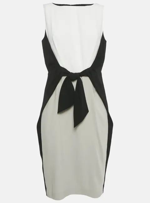 Paule Ka Black Crepe Tie-Up Detail Midi Dress L