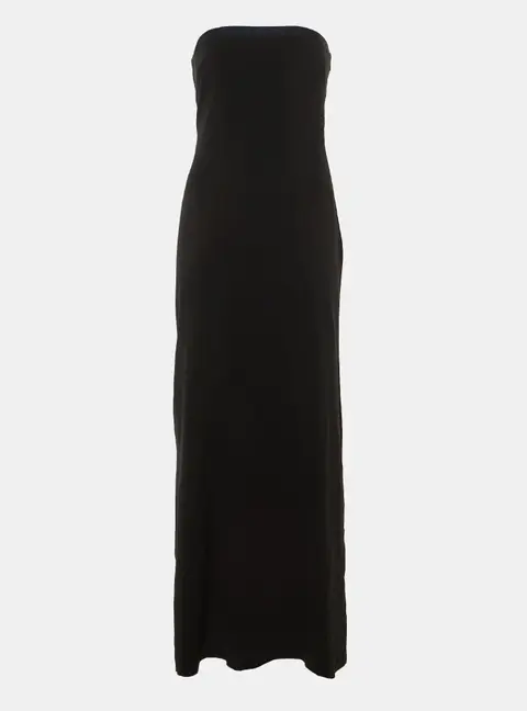 Paule Ka Black /Navy Blue Crepe Bow Detail Strapless Maxi Dress M