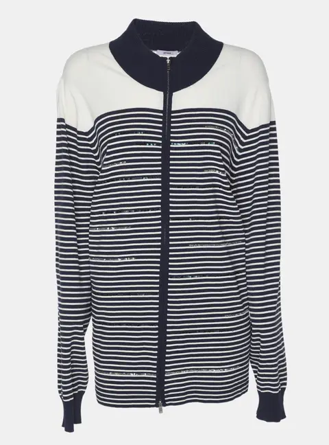 Persona Blue/White Stripe Stretch Knit Cardigan XL
