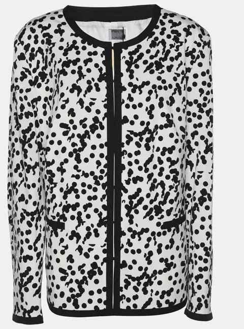 Perte by Krizia White/Black Ottoman Spot Print Shirt Jacket L