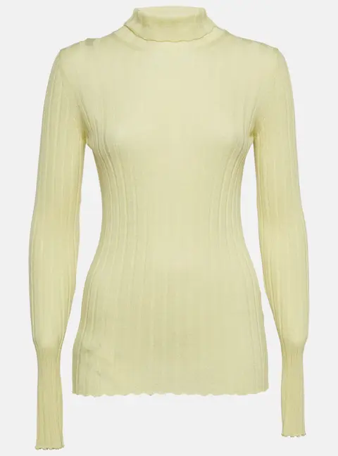 Petar Petrov Yellow Rib Knit Turtle Neck Sweater S