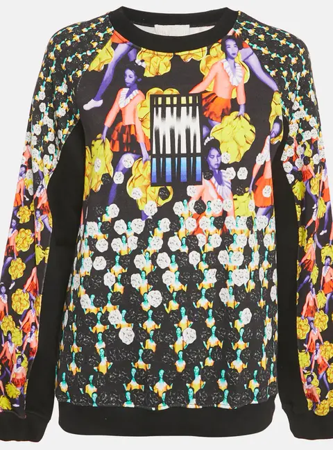 Peter Pilotto Black Ruc Printed Cotton Sweater M