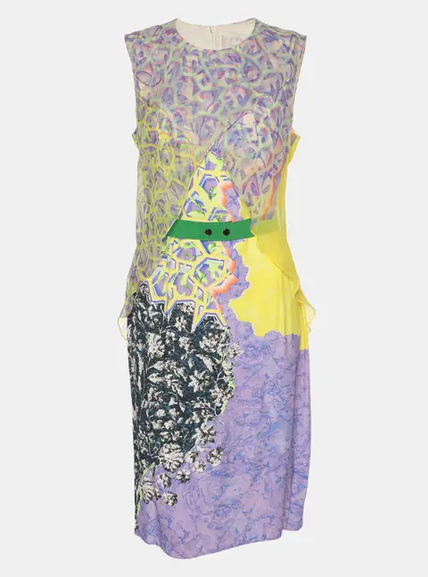 Peter Pilotto Mulitcolor Printed Crepe Sleeveless Belted Midi Dress M