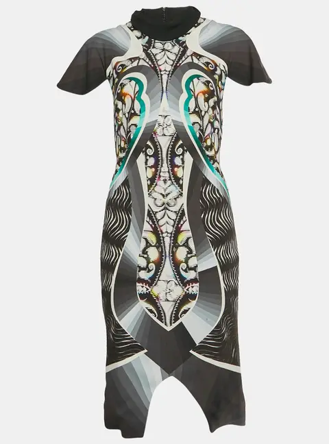 Peter Pilotto Multicolour Abstract Print Crepe Mock Neck Mini Dress M