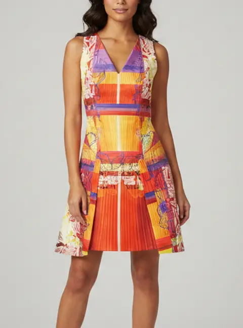 Peter Pilotto Multicolour Graphic Print Satin A-line Mini Dress S