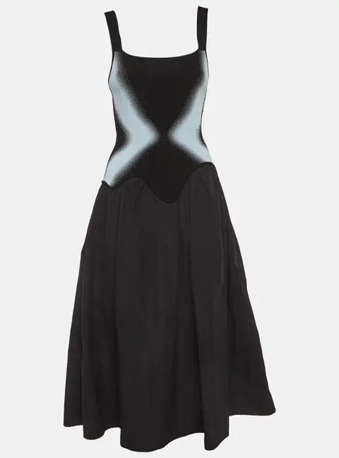 PH5 Black Knit and Poplin Elsa Mixed Media Midi Dress S