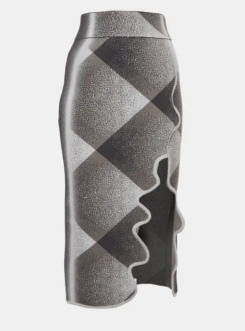 PH5 Grey Jersey Plaid Holly Midi Skirt XS