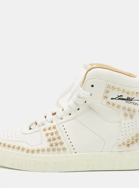 Philipp Plein Notorious Size 38 White Leather studded High Top Sneakers