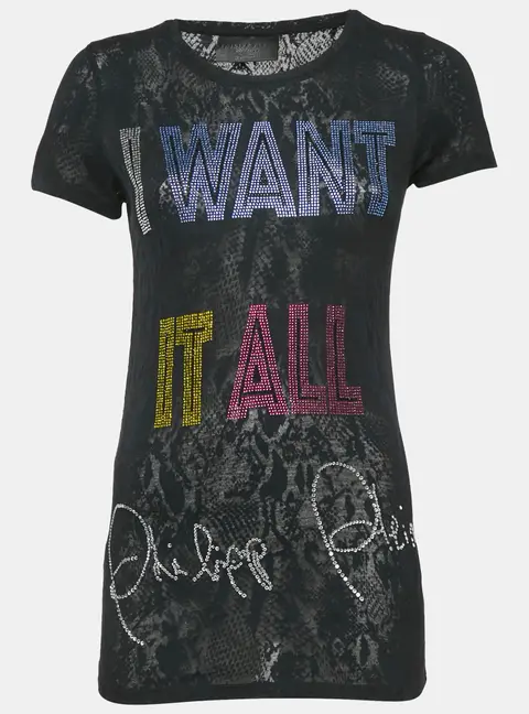 Philipp Plein Couture Navy Blue Snake Print and Embellished Cotton Blend T-Shirt S