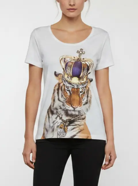 Philipp Plein Couture White Tiger King Graphic Jersey T-Shirt S