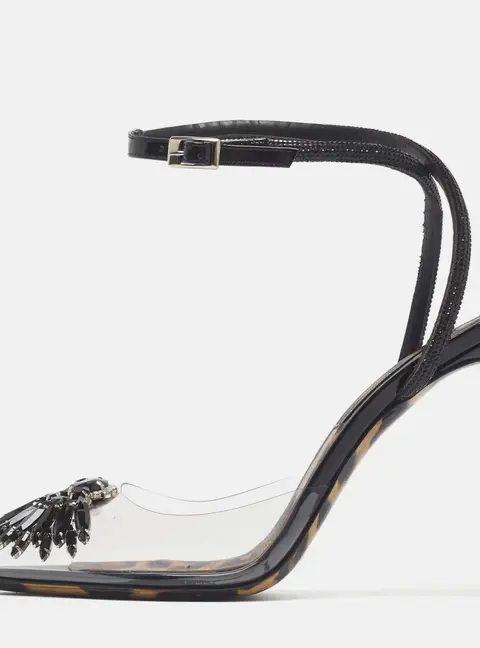 Philipp Plein Size 40 Transparent PVC  Crystal Embellished Ankle Strap Pumps