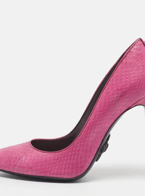 Philipp Plein Size 36 Purple Python Studded Pointed Toe Leather Pumps
