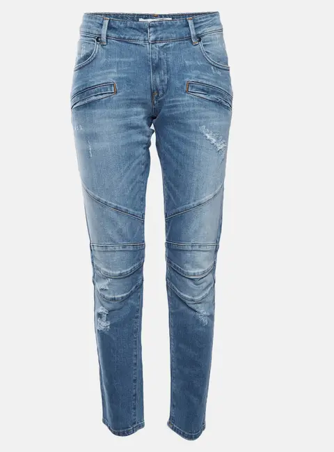 Pierre Balmain Blue Denim Skinny Fit Biker Jeans L/Waist 34"