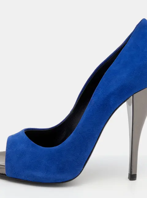 Pierre Hardy Blue Suede Open Toe Pumps Size 39