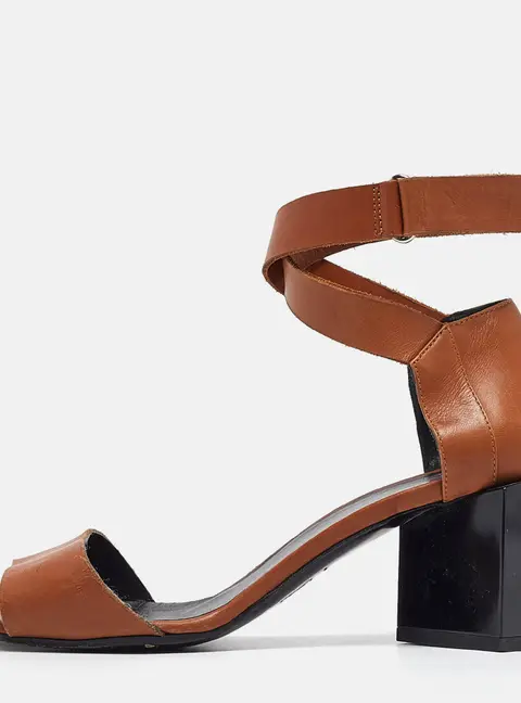 Pierre Hardy Brown Leather Ankle Wrap Sandals Size 37