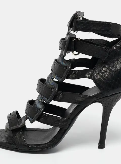 Pierre Hardy Black Snakeskin Strappy Gladiator Sandals Size 35.5
