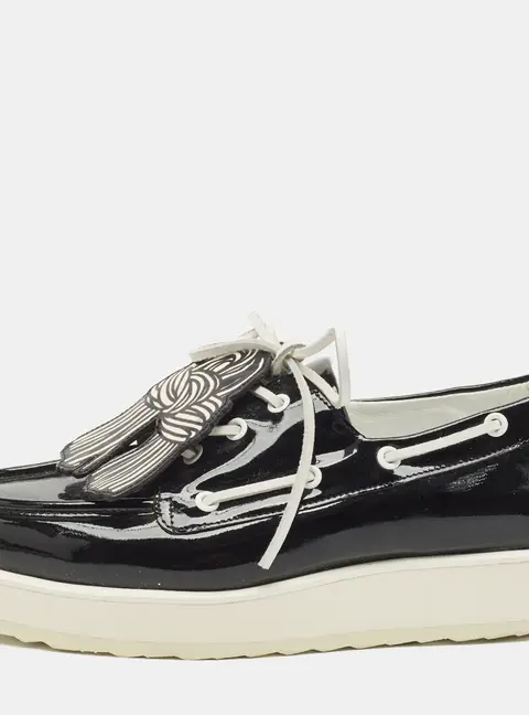 PIERRE HARDY Size 38 Black Patent Leather Loafers & Moccasins