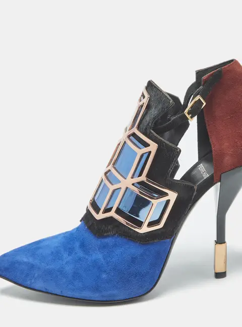 Pierre Hardy Tricolor Calfhair and Suede Rubix Cube Booties Size 38.5