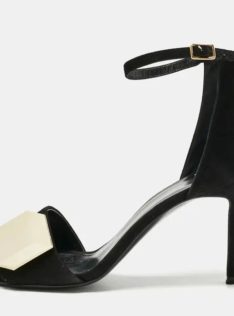 Pierre Hardy Black Suede JQ11 Embellished Ankle Strap Sandals Size 39