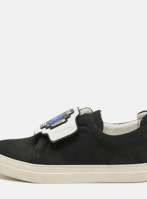 PIERRE HARDY Size 37 Black Nubuck Leather Slip On Sneakers