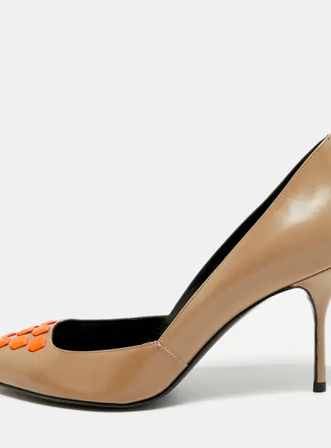PIERRE HARDY Size 37.5 Brown Leather Pointed Toe Pumps