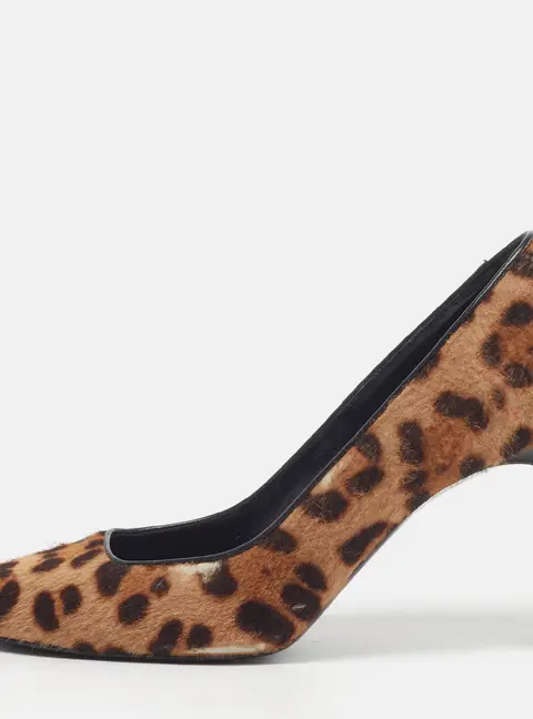 PIERRE HARDY Size 37.5 Brown Leopard Print Calf Hair Pointed Toe Pumps