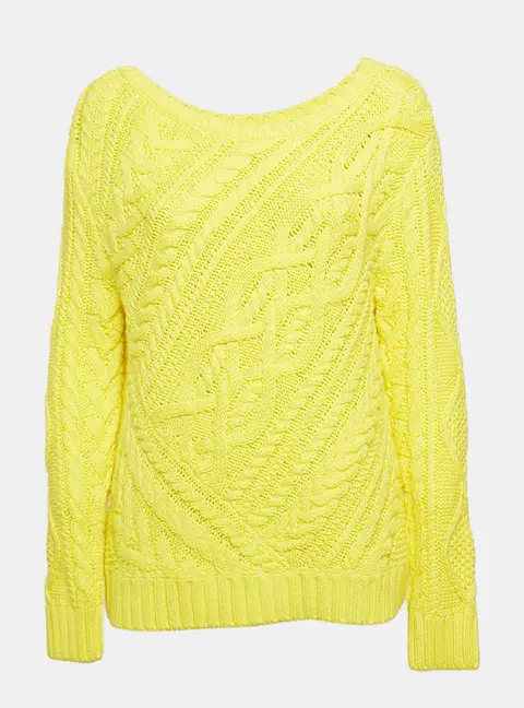 Polo Ralph Lauren Yellow Cotton Cable Knit Sweater L