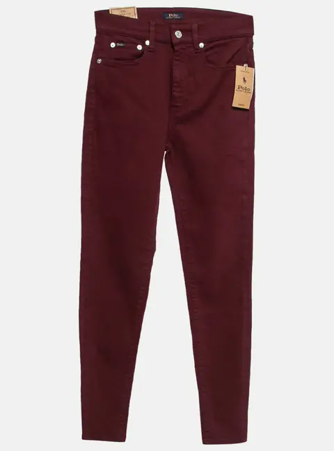 Polo Ralph Lauren Burgundy Denim Tompkins High Rise Jeans S Waist 26"