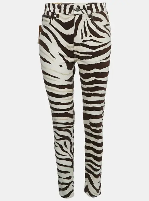 Polo Ralph Lauren Brown Animal Print Denim High Rise Tompkins Jeans M Waist 28"