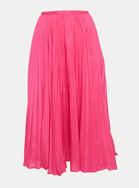 Polo Ralph Lauren Pink Plisse Crepe Midi Skirt S
