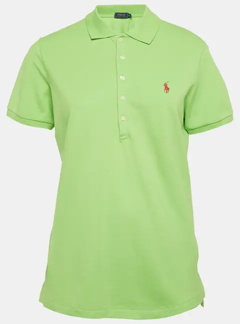 Polo Ralph Lauren Line Green Logo Embroidered Pique Polo T-Shirt XL