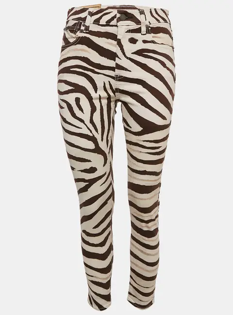 Polo Ralph Lauren Brown Zebra Print Denim Tompkins Skinny Jeans M Waist 27"
