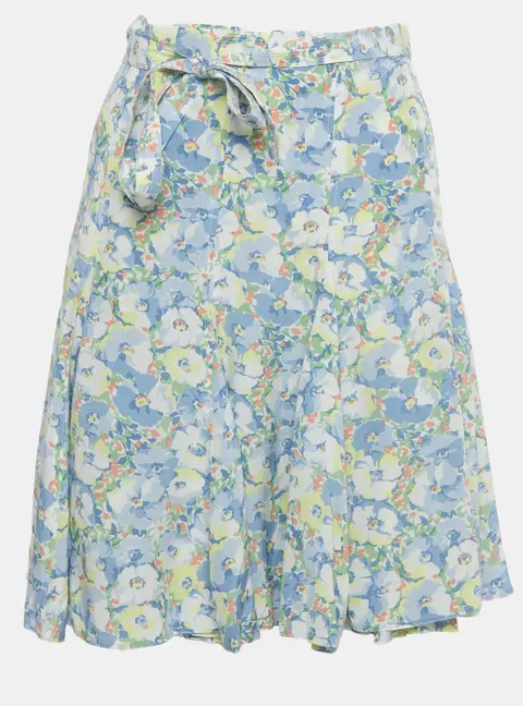 Polo Ralph Lauren Multicolor Floral Printed Crepe Wrap Mini Skirt S