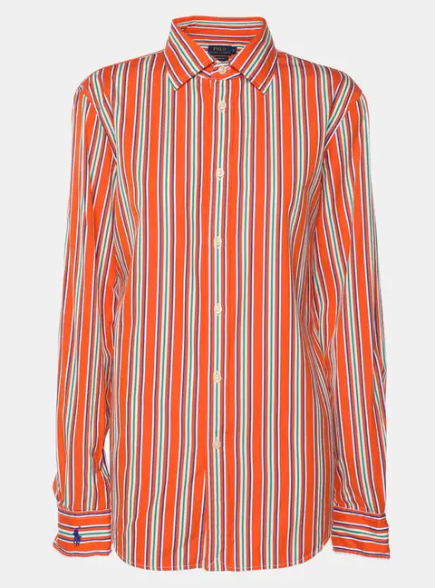 Polo Ralph Lauren Orange Stripe Cotton Long Sleeve Shirt L