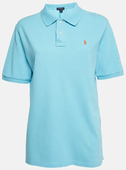 Polo Ralph Lauren Blue Logo Embroidered Cotton Polo T-Shirt XL