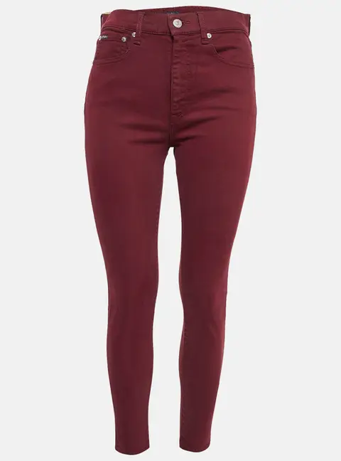 Polo Ralph Lauren Embroidered Burgundy Denim Skinny Jeans M Waist 28"