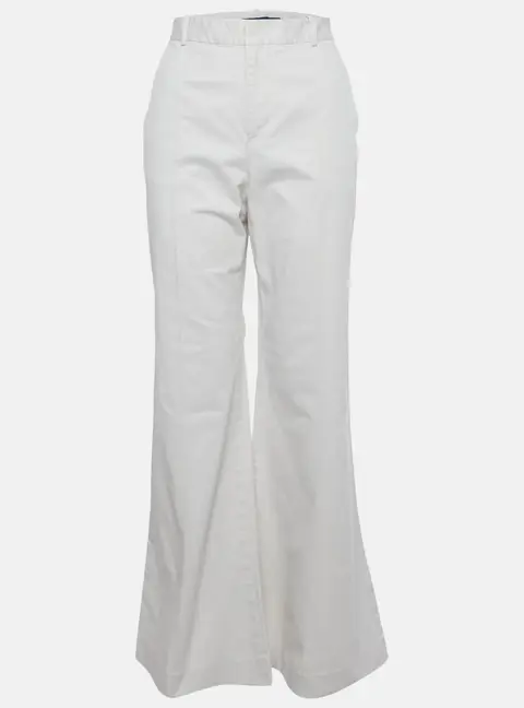 Polo Ralph Lauren Cream Cotton Wide Leg Trousers L