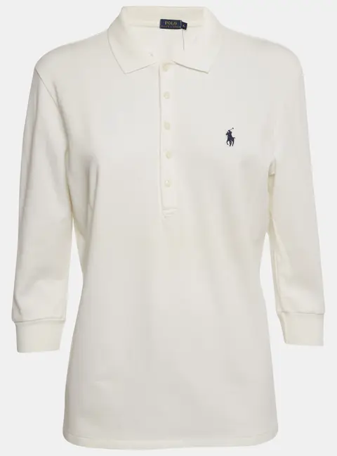 Polo Ralph Lauren Off-White Cotton Julie Polo T-Shirt XL