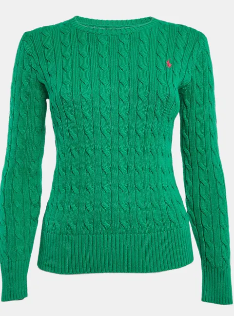 Polo Ralph Lauren Green Cable Knit Long Sleeves Sweater XL