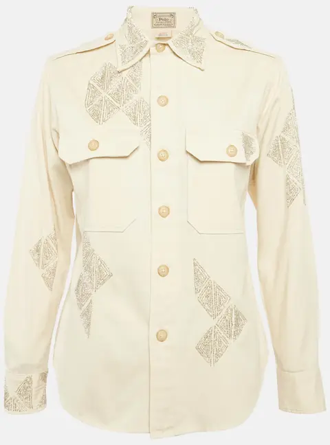 Polo Ralph Lauren Beige Beaded Gabardine Jacket XS