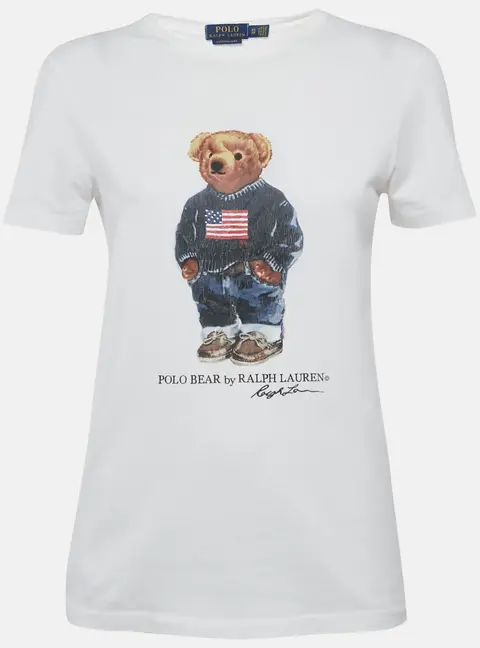 Polo Ralph Lauren White Teddy Print Jersey T-Shirt XS