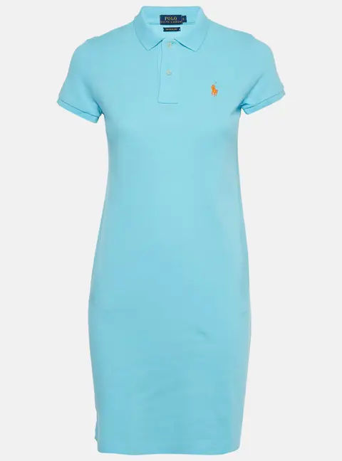 Polo Ralph Lauren Light Blue Cotton Mesh Mini Polo T-Shirt Dress S