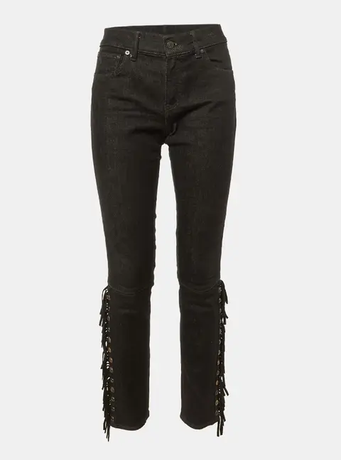 Polo Ralph Lauren Black Denim Fringed Skinny Jeans M/Waist 31"