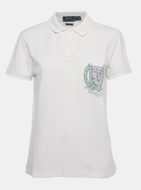 Polo Ralph Lauren White Logo Print Cotton Classic Fit Polo T-Shirt M