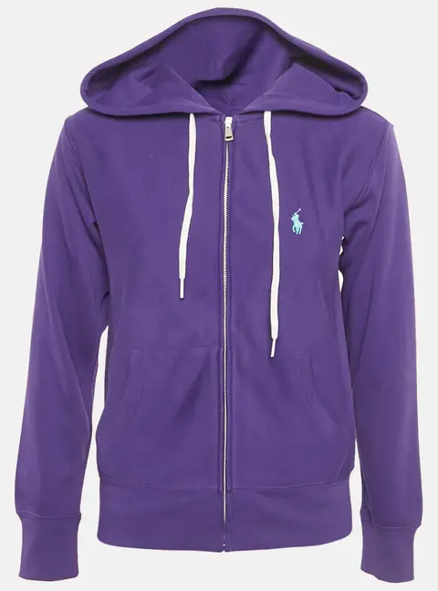 Polo Ralph Lauren Purple Logo Embroidered Cotton Blend Hoodie XS