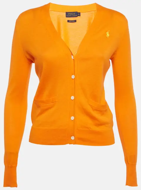 Polo Ralph Lauren Orange Cotton Knit Cardigan XS