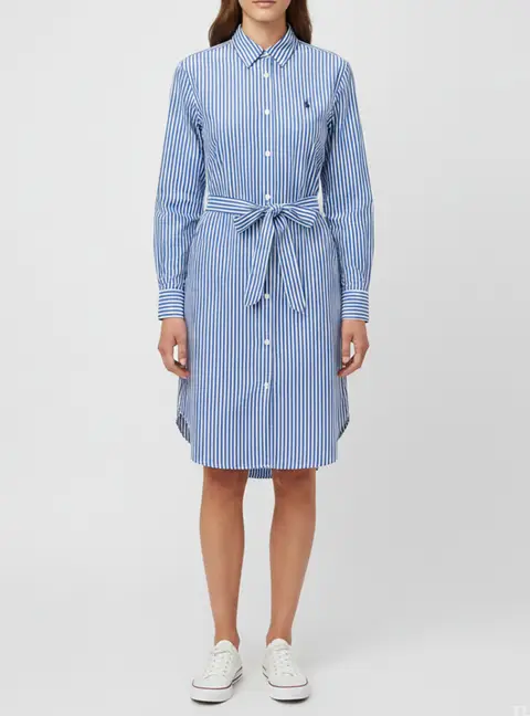 Polo Ralph Lauren Blue Striped Cotton Shirt Dress XS