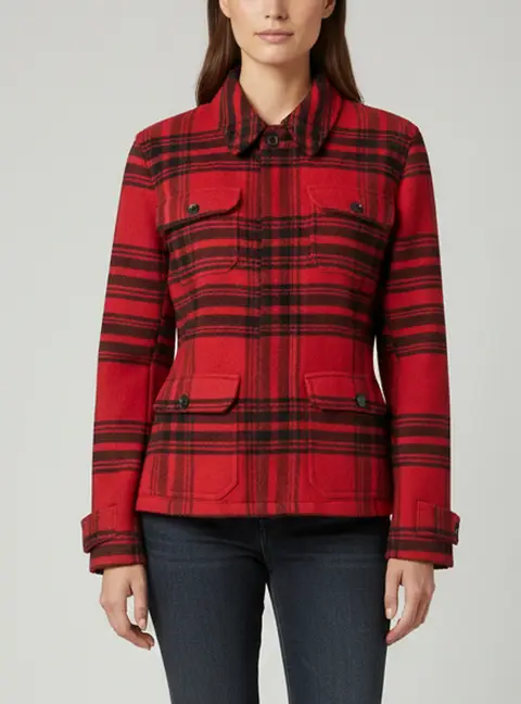 Polo Ralph Lauren Red Plaid Wool Blend Buttoned Jacket L