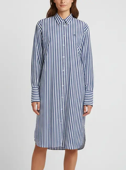 Polo Ralph Lauren Blue/White Striped Cotton Shirt Dress M